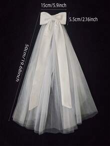 1件婚礼装饰 准新娘白色蝴蝶结头纱发夹 单身派对 新娘送礼会 - 白色 - 查看 2