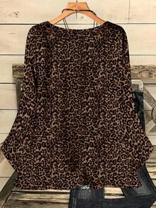 EMERY ROSE Damskie, codzienne, letnie bluzki z nadrukiem w panterkę, stroje na wakacje i wyjścia