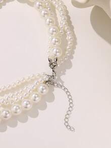 Enchnt Dây chuyền ngọc trai lớn nhiều lớp đơn giản, thanh lịch, phụ kiện mặc hàng ngày cho phụ nữ - trắng - Xem 12