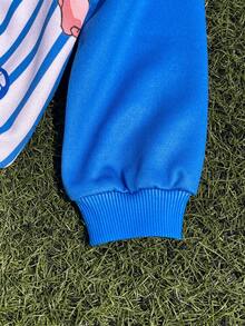 Captain Tsubasa X SHEIN 2pcs/Set Young Boy Sports Casual Figure Graphic Crew Neck Long Sleeve Sweatshirt And Pants Knit Suit, Blue - Blue - View 6