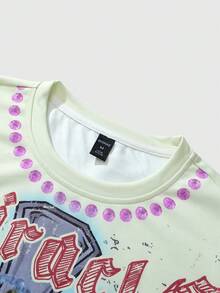 ROMWE MEN Street Life Áo nỉ nam màu kaki cổ tròn ngắn tay, họa tiết kẻ chéo, thích hợp mùa thu/đông, tay dài. - Màu Khaki - Xem 4