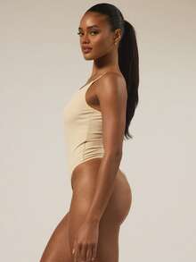 MUSERA ESSENTIALS Geraffter Mittelteil, verstellbarer Träger, tiefer Rückenausschnitt, anliegende Passform, Basic Bodysuit für Herbst/Winter, Lässig, Ausgehen, Alltag, Abend, sexy, niedlich, gemütlich