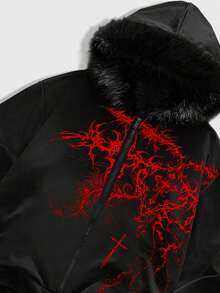 ROMWE MEN Goth 男士哥特印花连帽长袖卫衣，冬季款