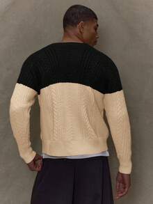 Musero Maglione oversize a contrasto di colore, a maniche lunghe, in maglia, adatto per autunno e inverno