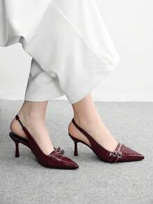 CUCCOO BIZCHIC 女士性感尖头高跟鞋，酒红色，适合派对、婚礼、工作 - 酒紅色 - 查看 5