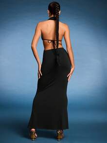 Normani Women's O-Ring Embellished Backless Dress, Sexy,Rave Outfits Festival,Summer Dresses For Women - Black - View 3