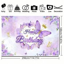 1 Fairy Princess Purple Butterfly With Crown Birthday Background Banner - Celebrations And Parties, Shower Photography Background, Home Decoration, Wall Decoration, Party Background Decoration, Party Decoration/Supplies/Gifts - Multicolor - View 20