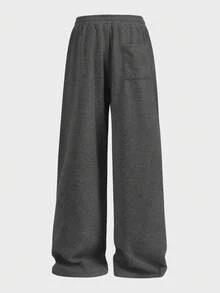 EASEVO Plus Size Men's Long Gray Knit Casual Sweatpants - Dark Grey - View 2