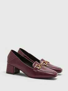 CUCCOO BIZCHIC Women's Classic Black Patent Leather T-Strap Low Heel Pumps For Christmas - Burgundy - View 7