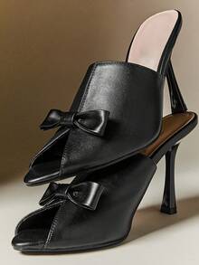 SHUZIA Women's Sexy Point Toe Slip-On Heeled Sandals - Black - View 5