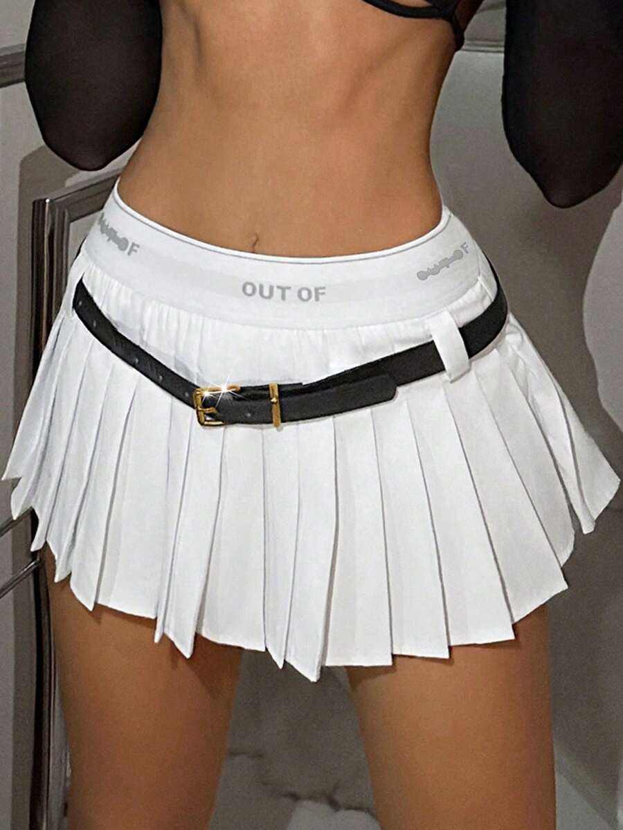 SHEIN ICON 低腰超短裙 - 白色 - 查看 1