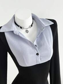 Elamini Váy xếp ly cổ điển thanh lịch cho mùa tựu trường - Màu xanh nhạt - Xem 4