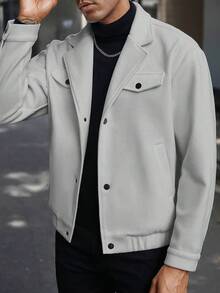Manfinity Homme Abrigo informal de manga larga para hombres, minimalista y de moda para uso diario, otoño/invierno - Gris Claro - Ver 8