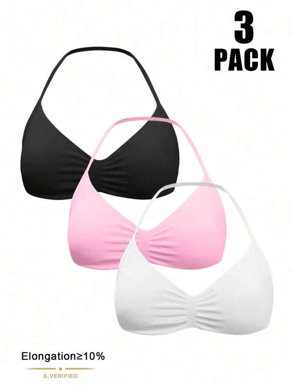 Easithlete Sujetador deportivo sin costuras de unicolor con pliegues para mujer, para uso diario y fitness