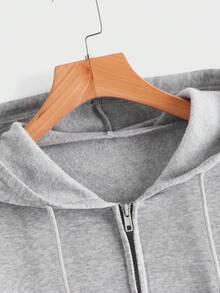 ROMWE MEN Casual 男士拉链前袋保暖连帽卫衣，秋冬季长袖上衣