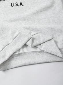 2 件套青少年男孩休闲字母印花圆领运动衫套装，图案设计，面料柔软，适合秋冬季日常穿着或分层穿着