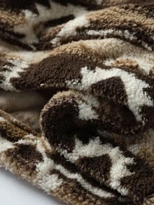 Manfinity Nomadique Men's Fall Winter Geo Pattern Drawstring Hoodie Graphic Sherpa Hoodie Mens Sherpa Hoodie Brown Sherpa Hoodie Sherpa Hoodie Men Boho Outdoor Music Festival, Boyfriend/Husband Gift, Anniversary Gift