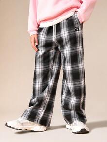 SUMWON Wide Leg Plaid Check Pants For Girls Casual School Palazzo Trousers With Drawstring Waist - Multicolor - View 5