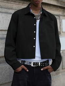 PAVTROS 年轻男士街头风格百搭单品：纯色短袖衬衫，适合街头穿着、日常休闲、周末出游、音乐节、社交聚会等场合。这款衬衫是男士衣橱中必备的百搭单品，是送给男朋友或老公的绝佳礼物。 - 黑色 - 查看 1