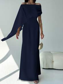 Aloruh New Off Shoulder Boat Neck Flowy Fitted Sense Of Design Birthday Mini Dress Party Cocktail Versatile Green Maxi Mermaid Hem Dress,Dresses For Women Elegant,New Year Dress ,Elegant Party Dresses,Dresses For Women Elegant