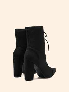 CUCCOO BASICS Giày bốt nữ mũi nhọn, gót dày, màu đen, co giãn, thời trang, thanh lịch khi đi làm, đi chơi, tụ tập - màu đen - Xem 5