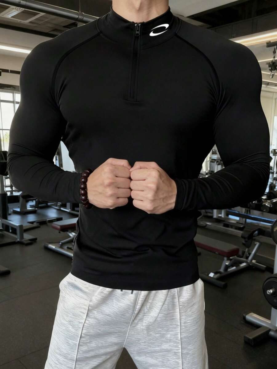 Manfinity Sport PWRUP 男士休闲运动跑步健身半拉链套头T恤