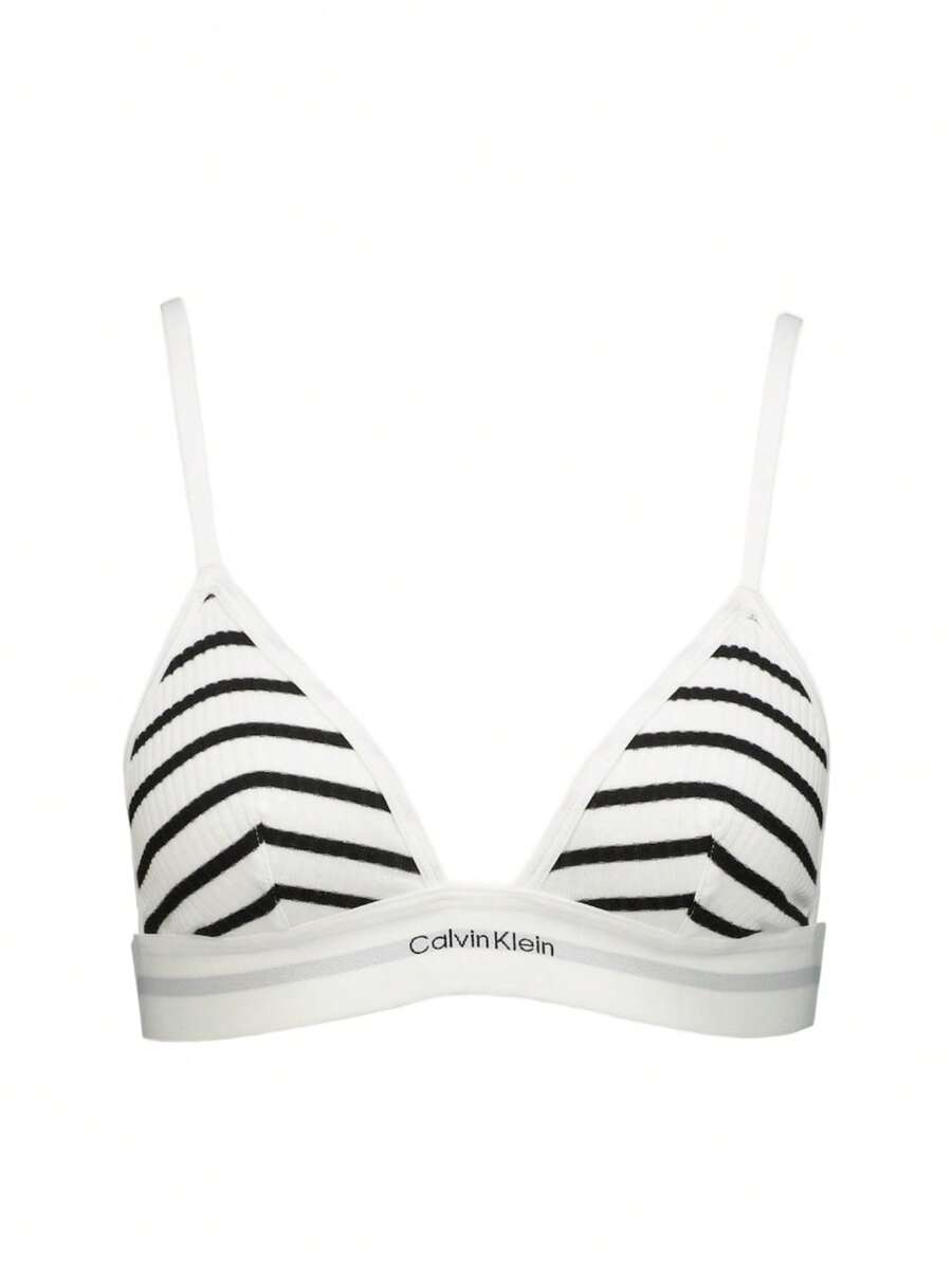 Calvin Klein Women's Unlined Triangle Bralettes - White and Black - View 1