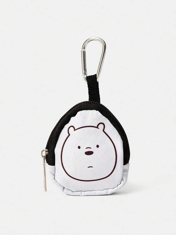 We Bare Bears X SHEIN Monedero con broche a presión y bolsillo con cremallera, bolsa multifuncional, organizador de monedas, adecuado tanto para hombres como para mujeres
