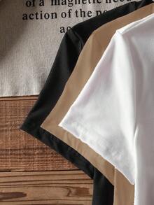 SHEIN EZwear Áo thun ngắn tay cổ tròn in hình đầu bò tối giản, thoải mái dành cho nữ, thích hợp cho mùa hè - Nhiều màu - Xem 4