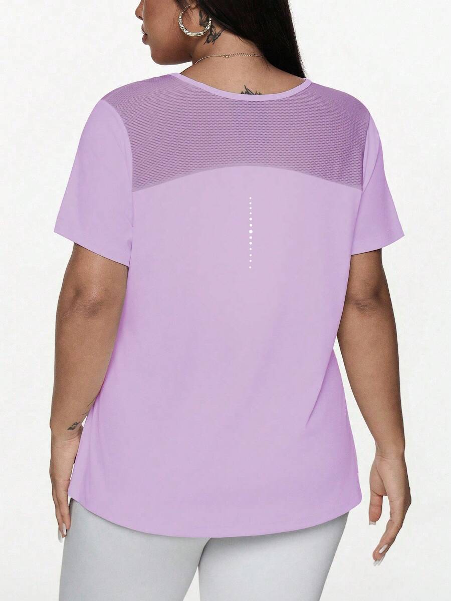 Rhythm Era Camiseta deportiva de manga corta de ajuste holgado para mujer de talla grande para uso diario y fitness - Rosa - Ver 1