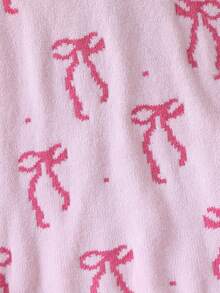 Girls' Round Neck Casual Pullover Jacquard Bow Loose Long Sleeve Knit Sweater, New Autumn Collection - Pink - View 6