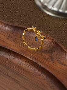 Glisma 时尚复古优雅金蓝宝石戒指 - 寶藍色 - 查看 2