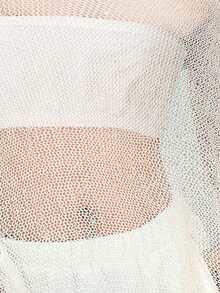 LYSMO 女士纯色不对称领披肩领网纱透视衬衫，性感派对适合外出、街头风、Grunge朋克风、Y2K风和万圣节装扮，2025新款极简哥特风秋季女装 - 杏色 - 查看 7