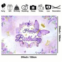 1 Fairy Princess Purple Butterfly With Crown Birthday Background Banner - Celebrations And Parties, Shower Photography Background, Home Decoration, Wall Decoration, Party Background Decoration, Party Decoration/Supplies/Gifts - Multicolor - View 17