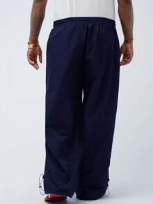 EASEVO Quần dài đến mắt cá chân cạp vừa, có dây rút, họa tiết sọc phản quang cỡ lớn dành cho nam, thích hợp mặc hàng ngày - Màu xanh lam - Xem 2