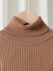 Sweater Anak Perempuan 2025 Model Baru Musim Gugur/Musim Dingin, Pullover Kerah Tinggi Polos, Lapisan Dasar Rajut Lengan Panjang untuk Kembali ke Sekolah, Atasan Sekolah Minimalis yang Bergaya - MultiWarna - View 3