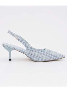 zapatos elegantes mujer tacones mujer Sandalias elegantes de tacón alto para mujer con punta puntiaguda de color sólido, tacones altos a cuadros azules, sandalias de tacón alto con una sola tira envolvente, tacones altos para mujer con diseño de punta puntiaguda, muy adecuadas para amigas, adecuadas para cenas y salidas de vacaciones. - Azul - Ver 10