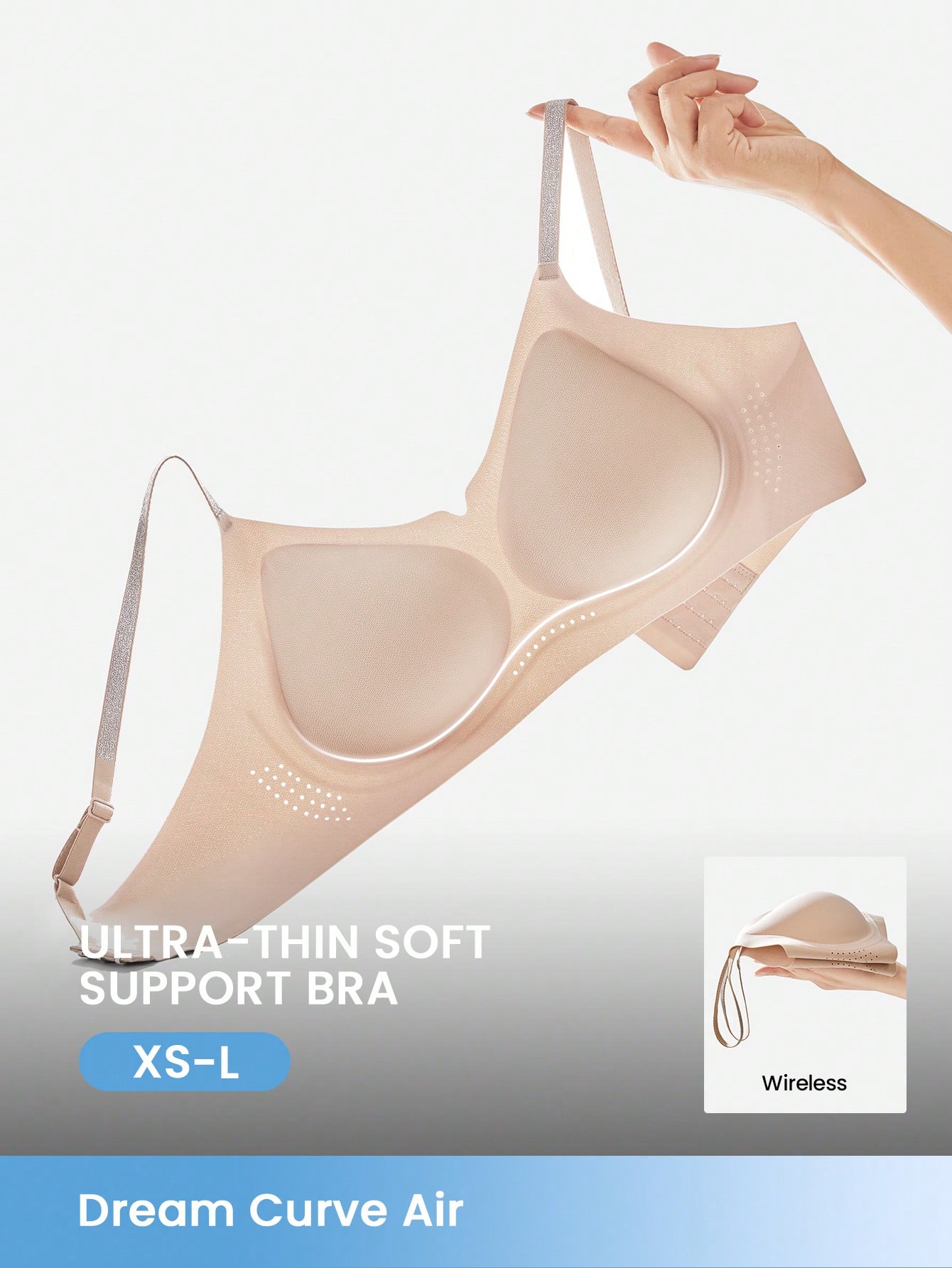 Reggiseno senza fili Dream Curve, traspirante e senza cuciture, con scollo a V, invisibile, in colore nudo, adatto anche per adolescenti, giovani e bambine
