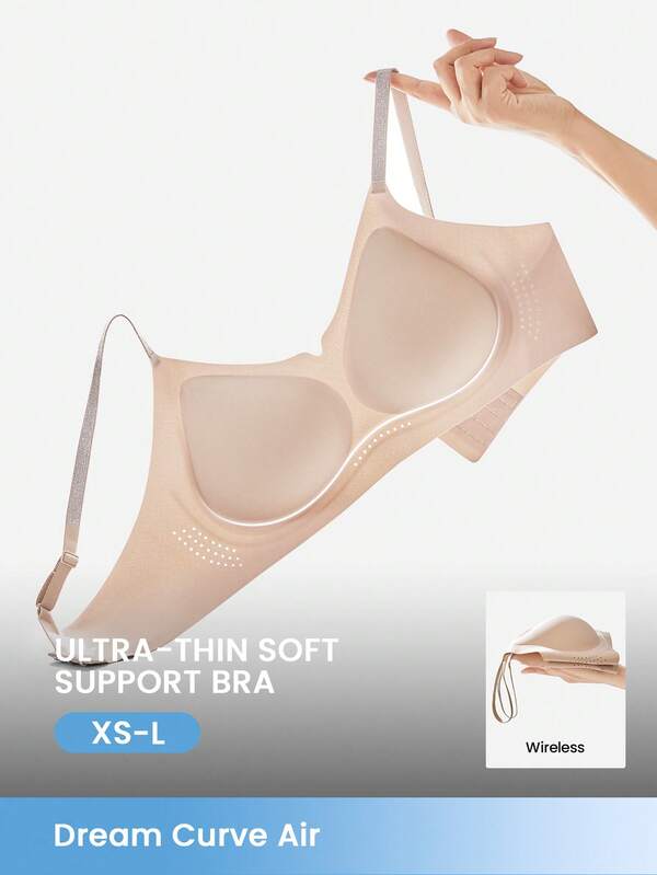 LUVLETTE Hirt Plunge No Show Underwear Airy Sticky Basic SizeFreedom Bra Also Suitable For Teen Girl & Young & Kid