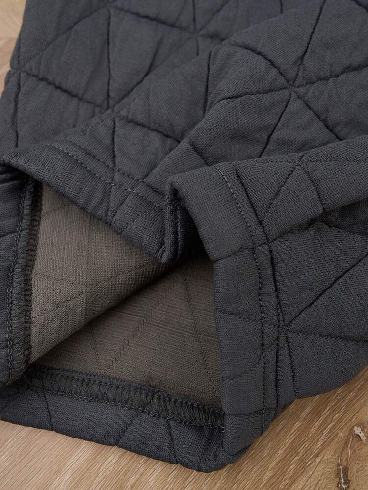 Plus Size Women Fall/Winter Country Casual Vacation Thick Warm Solid Color Dark Gray Pants With Pockets, Autumn/Winter,Going Out,2025 New,Simple And Fashionable For Everyday Wear, Winter, Christmas,New Year,Winter,Thanksgiving,Quilted Pants