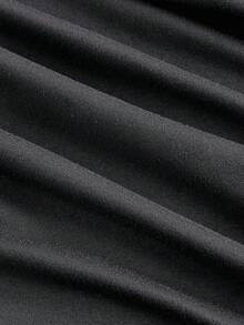 SHEIN MOD 3pcs Kaos Wanita Warna Polos Leher Bulat Lengan Lonceng Berkerut, Atasan Lengan Panjang Pas Badan, Musim Gugur, Pakaian Musim Gugur untuk Wanita - Hitam dan Putih - View 4
