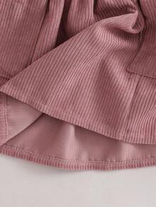 2pcs/Set Young Girls Textured Long Sleeve Ruffle Jacket And Pink Skirt Outfit - Multicolor - View 8