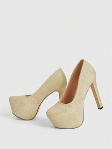 CUCCOO LuxiPop Women's Fashion Party Sequin Waterproof Platform High Heel Pumps