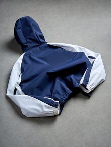 Manfinity EMRG Áo khoác nam dài tay có mũ trùm đầu họa tiết khối màu đơn giản, mùa thu - Màu xanh lam - Xem 4