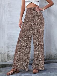 Breezaya All-Over Print High Waist Casual Versatile Wide Leg Pants