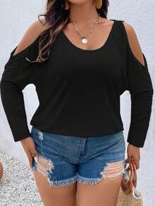 EMERY ROSE T-shirt manches longues style français, col rond, élégant et casual, grande taille pour femmes