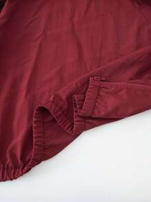 Tween Girls' Casual Cute Korean Style Bow Print Lightweight Jacket, Suitable For Back To School, Graduation Season - Burgundy - View 3