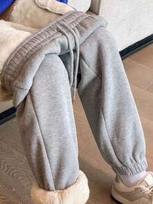 INAWLY New Autumn/Winter Thermal Lined Casual Jogger Pants, Grey - Grey - View 4