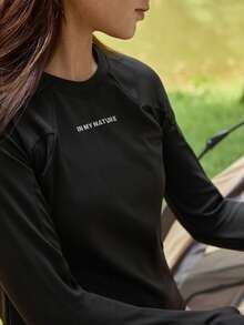 In My Nature 女士户外露营徒步运动休闲T恤 - 黑色 - 查看 5