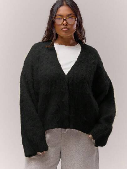 MUSERA Cárdigan con cuello en V de punto suave con botones, lindo, elegante y elegante para otoño, invierno y casual en casa para mujeres